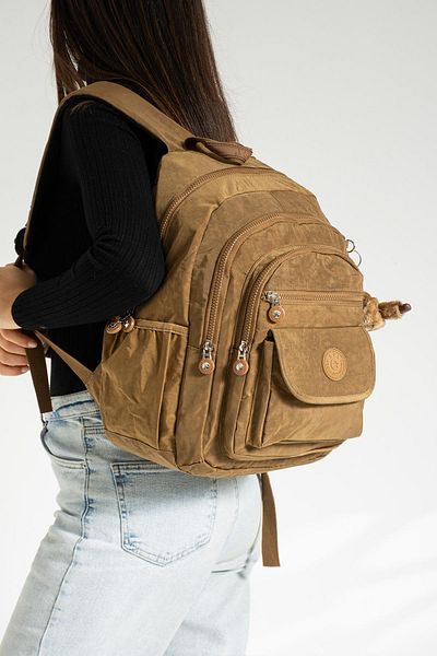 DUOMİNO Crinkle Water Resistant Large Size Tan Crinkle Backpack/laptop Travel School Τσάντα Γυμνασίου