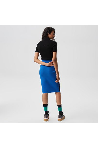 Lacoste Color Blocked Slim Fit Blue Women's Skirt