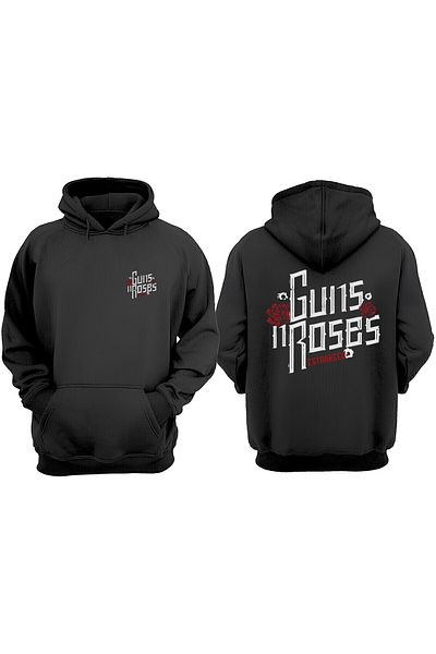 THEWERT Unisex Guns Roses Σχέδιο Μπροστινό Πίσω Εκτύπωση Normal Fit Μαύρο φούτερ