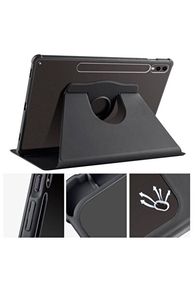 Fogy Samsung Galaxy Tab S10+Plus SmX820 Case  Kalem Bölmeli 360 Dönebilen Kapak