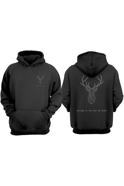 THEWERT Unisex Deer - Nature Is The Art Of God Design Hanorac negru
