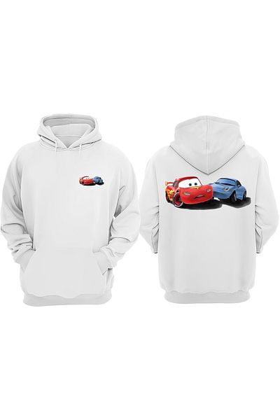 THEWERT Hanorac alb unisex Cars Sally Design Față Spate imprimat Regular Fit