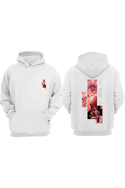 THEWERT Λευκό φούτερ Jujutsu Kaisen Unisex - Σχέδιο εμπριμέ, κανονική εφαρμογή