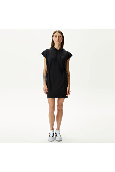 Lacoste Kadın Straight Fit Kapüşonlu Siyah Elbise
