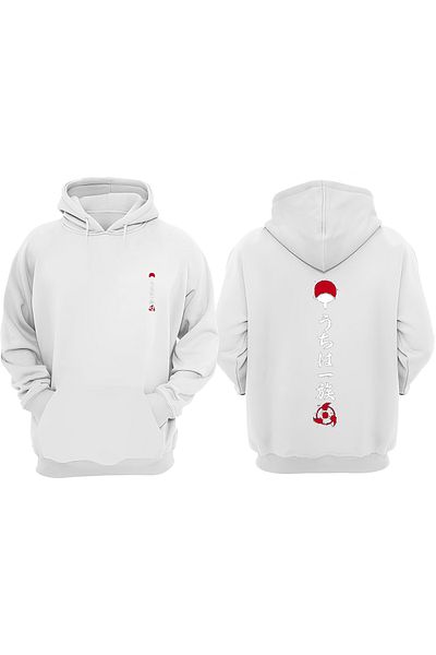 THEWERT Unisex Itachi Uchiha Sahringan Σχέδιο Μπροστινό Πίσω Τυπωμένο κανονικό λευκό φούτερ