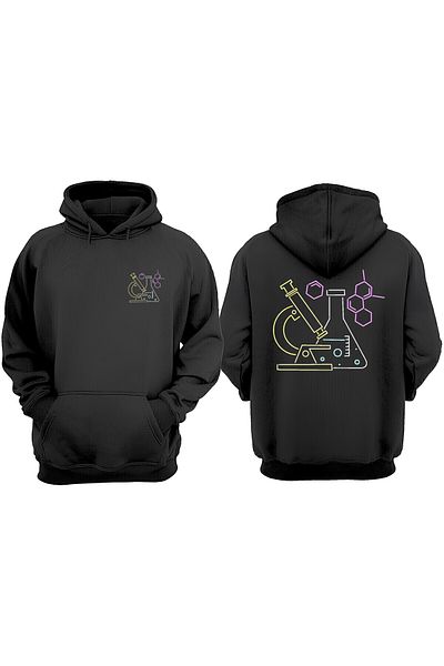 THEWERT Hanorac negru unisex Experiment Tupu și Microscop Design Față Spate imprimat Regular Fit