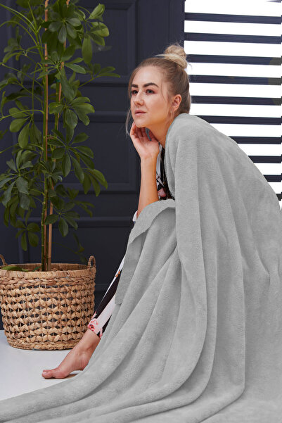Mislina Home Wellsoft Deluxe Fleece Blanket - 4 Seasons, Plush Fleece, Light Gray, 100X150 cm