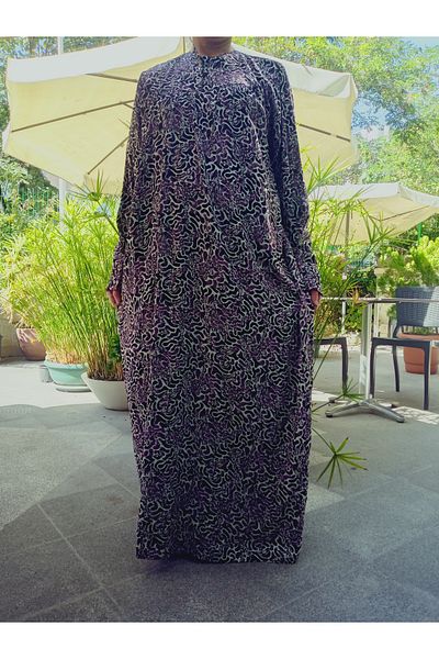 hoaryage Robadan Long Sleeve 100% Viscose Push Flower Mother Dress, Prayer Dress