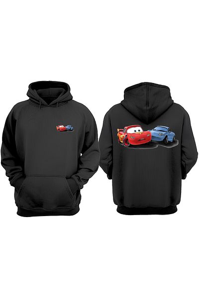 THEWERT Hanorac negru unisex Cars Sally Design față spate imprimat Regular Fit