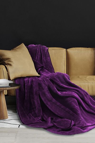 Mislina Home Deluxe Wellsoft Tv Blanket - 4 Season Plush Fleece - Purple 100X150 cm