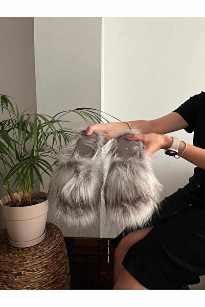 Behtah Kundura Sosyete Furry Women's Slippers Anatomical Sole Outdoor Indoor Dowry Guest Slippers