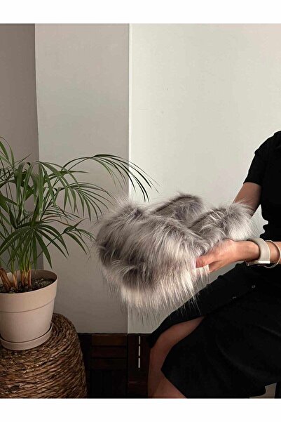 Behtah Kundura Sosyete Furry Women's Slippers Anatomical Sole Outdoor Indoor Dowry Guest Slippers