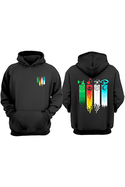 THEWERT Hanorac negru unisex Avatar The Last Airbender Design Față Spate impr...