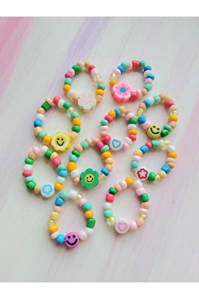 nasclaycollection Hediyelik Arkadaş Dost Renkli Çocuk Yüzüğü 10 Lu