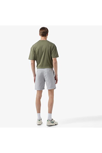 Lacoste Erkek Slim Fit Keten Gri Bermuda