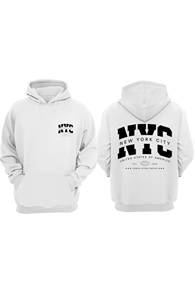 THEWERT Унісекс Нью-Йорк Сіті Дизайн Передній і задній принт Нормальний крій Білий світшот