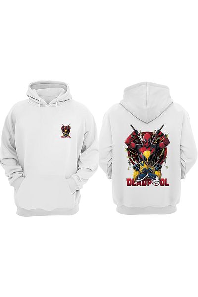 THEWERT Λευκό Unisex Deadpool και Wolwerine με στάμπα κανονικό φούτερ