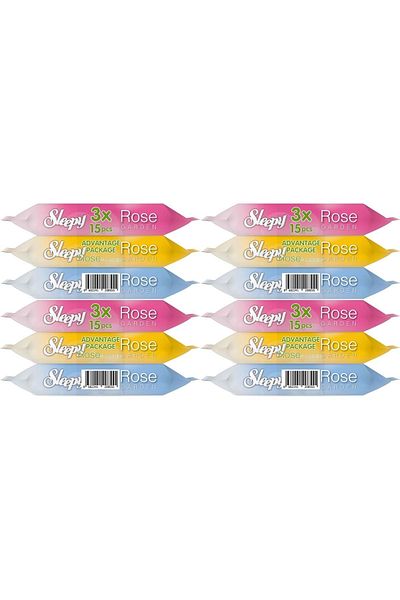 Sleepy 15 Sheets Wet Towel Pocket Wipes - Travel Pk Rose/Garden (4Pk*3)