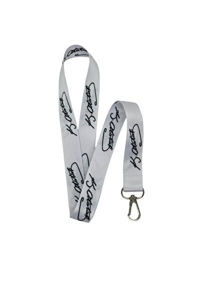 Sağlıkçı Shopping Atatürk İmza Beyaz Temalı Boyun İpi Kart Askısı