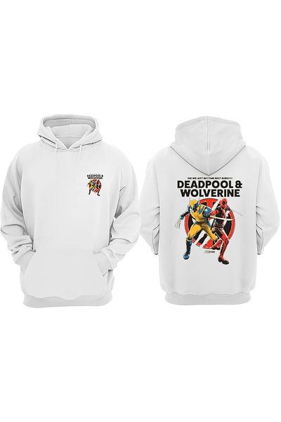 THEWERT Λευκό Unisex Deadpool και Wolverine 'Just Become' Σχέδιο τυπωμένο κανονικό φούτερ