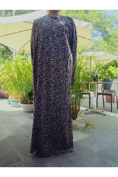 hoaryage Robadan Long Sleeve 100% Viscose Push Flower Mother Dress, Prayer Dress