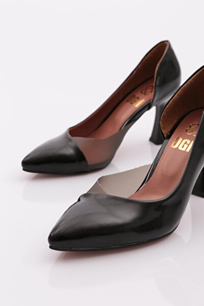 DGN 0653-22y Kadın Sivri Burun Parmak Dekolteli Yanı Transparan Uzun Topuklu Ayakkabı