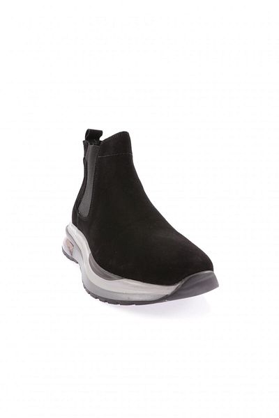 DGN Men's Casual Chelsea Boots Black Suede Genuine Leather