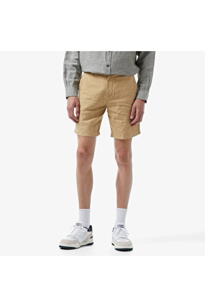 Lacoste Erkek Slim Fit Keten Bej Bermuda