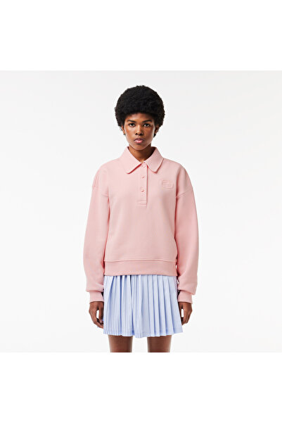 Lacoste Classic Kadın Polo Yaka Pembe Sweatshirt