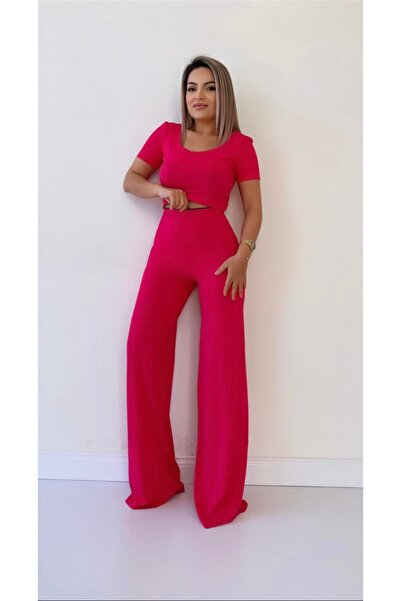 SEDA FİDAN BOUTIQUE Kaşkorse Fit Gösteren Döküm Pantolon Fuşya