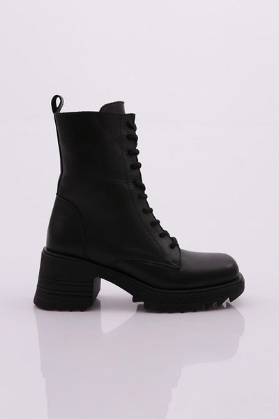 DGN Black Genuine Leather Women's Boots - 33210882