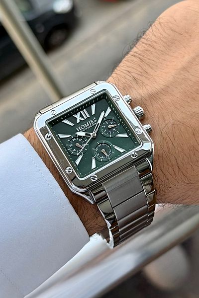 Homies Men's Wristwatch - Square Case, Steel Cord, All Functions Work with Bracelet Gift