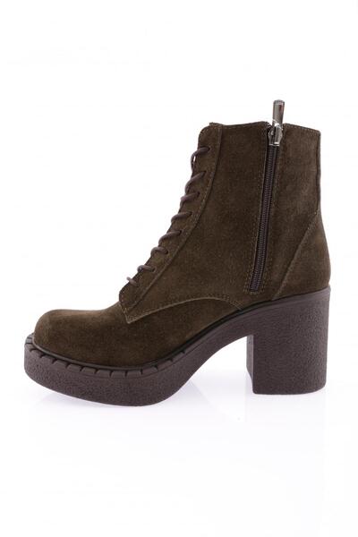 DGN Γυναικείες μπότες από γνήσιο δέρμα - Χακί σουέντ 9171882