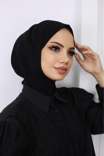 Trablus Çıtçıtlı Hijab Bone Siyah