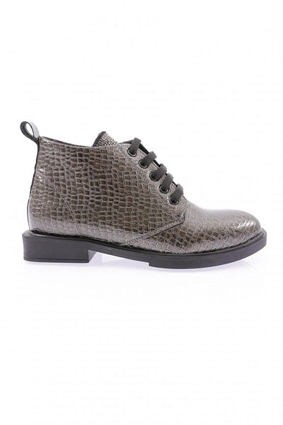 DGN Γυναικεία μποτάκια με κορδόνια Platinum Crocodile 33321097