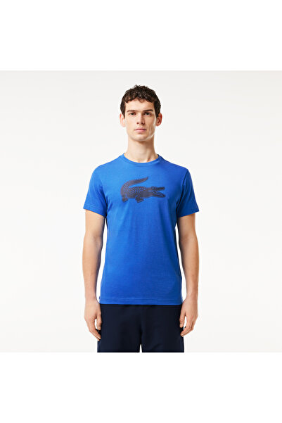 Lacoste Erkek Regular Fit Bisiklet Yaka Baskılı Mavi T-shirt