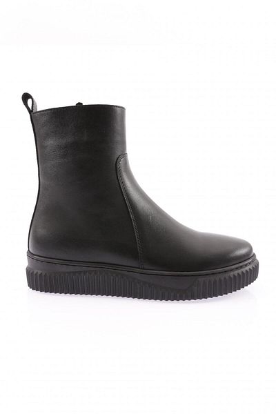 DGN Black Genuine Leather Women's Boots - 3319882