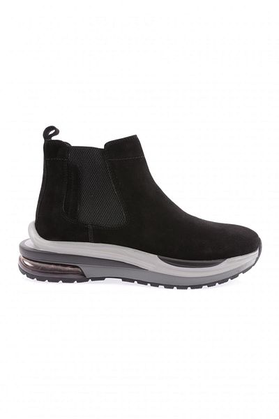 DGN Men's Casual Chelsea Boots Black Suede Genuine Leather