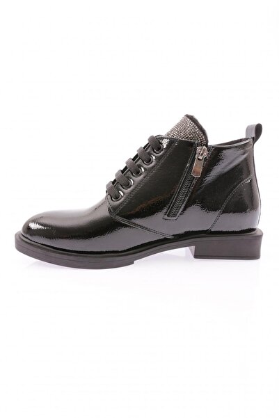 DGN Kadın Bağcıklı Bilek Bot Siyah Kırışık Rugan 33321097