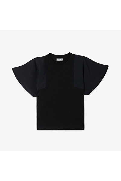 Lacoste Kadın Loose Fit Bisiklet Yaka Siyah T-Shirt