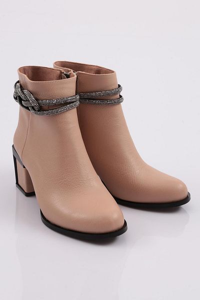 DGN Women's Silvery Rope Detailed Heeled Boots Nude 910121033