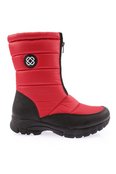 DGN Women's Fur Front Zipper Boots Red 21623224