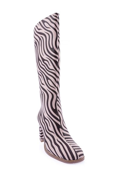 DGN Γυναικείες μπότες με τακούνι Blunt Toe Beige Zebra 2110212821