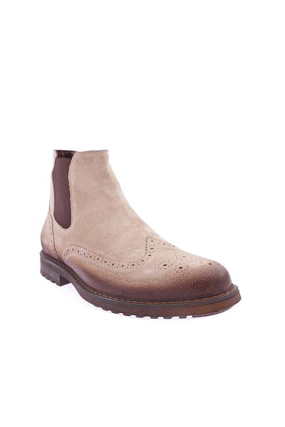 DGN Men's Laser Chelsea Boots Beige Suede Genuine Leather 104423210