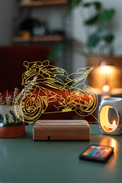 Modiwa Design Yamaha R6 Motor Hediyelik 16 Renkli Kumandalı Gece Lambası