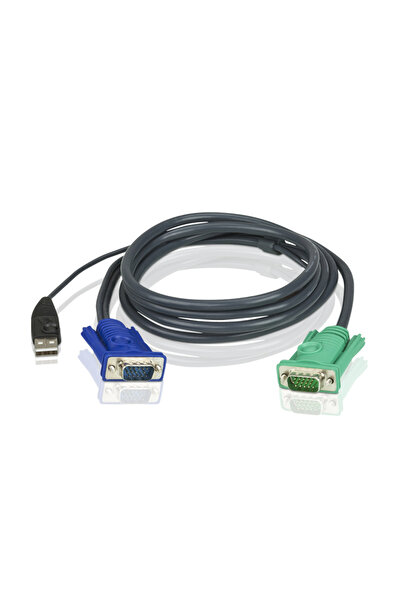 Aten 2l-5202u 1.8m Vga Usb Kvm Kablo 3 In 1 Sphd (KLAVYE/MOUSE/VIDEO)