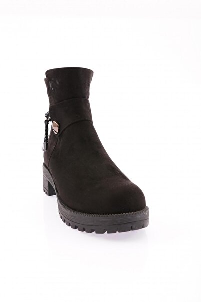 DGN Botine Trend pentru damă, cu cataramă, piele de căprioară neagră de 20k 716212668