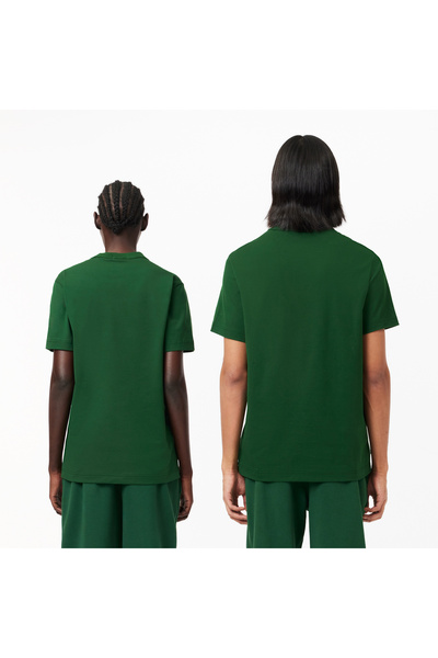 Lacoste Unisex Relax Fit Bisiklet Yaka Baskılı Yeşil T-shirt