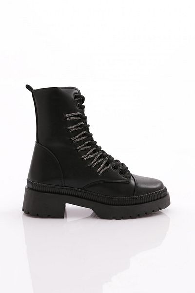 DGN Women's Lace-Up Silver Stone Lace-Up Boots Black 211018621027