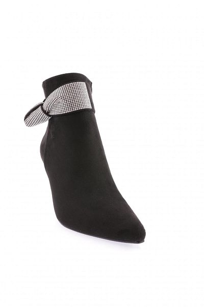 DGN Γυναικείες μπότες με τακούνι Silver Stone Black Suede
